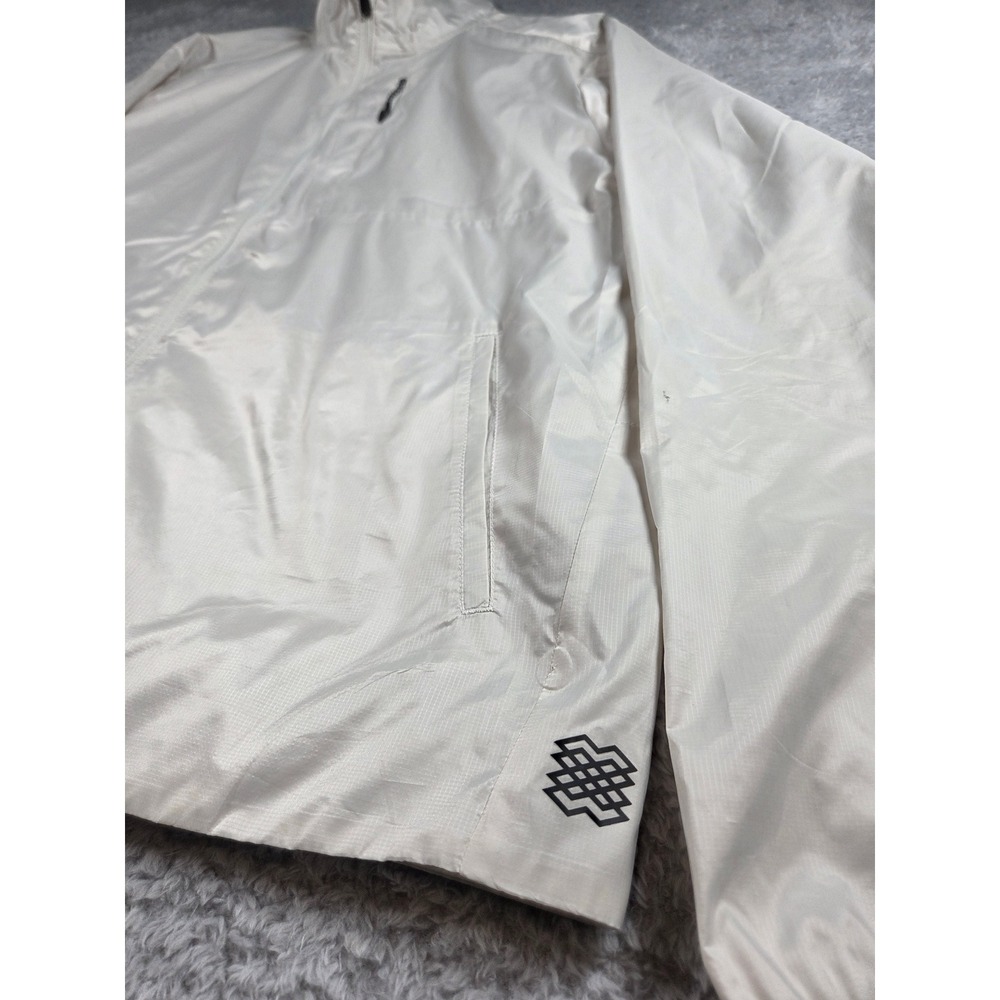 FLX‎ Windbreaker Jacket Large Off-White Mens Full Zip Ripstop Reflective Pocket